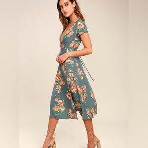 Lulu’s Best Day of My Life Dusty Sage Floral Print Midi Dress
